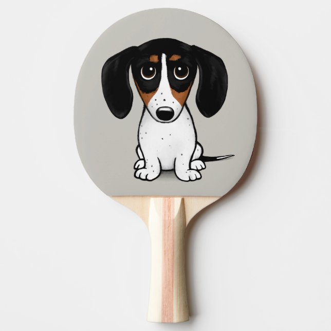 Pala De Ping Pong Piebald Dachshund | Perro de dibujos animados (Anverso)