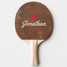 Pala De Ping Pong Piedra Arenisca Marrón Corazón Vintage Firma