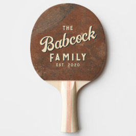 Pala De Ping Pong Piedra Arenisca Marrón Retro Nombre de Familia y A