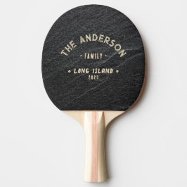 Pala De Ping Pong Piedra de Granito Negro Nombre de Familia Vintage 