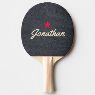 Pala De Ping Pong Piedra de Granito Oscuro Estrella Vintage Firma