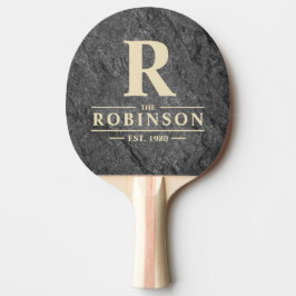 Pala De Ping Pong Piedra de Granito Oscuro Moderno Apellido y Inicia