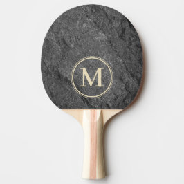 Pala De Ping Pong Piedra de Granito Oscuro Moderno con Monograma