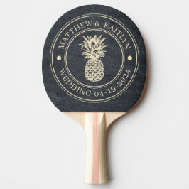 Pala De Ping Pong Piedra de Granito Oscuro Piña Nombres de Boda