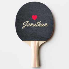 Pala De Ping Pong Piedra Granito Oscuro Corazón Vintage Firma
