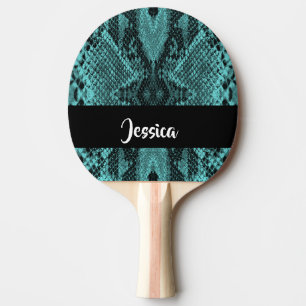 Pala De Ping Pong Piel de serpiente azul texturizada