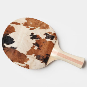 Pala De Ping Pong Piel de vaca blanco negro marrón