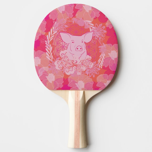 Pala De Ping Pong pig,flower of life, blue, mandala,zen,chakra,patt (Anverso)