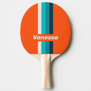 Pala De Ping Pong Pin de Salvavidas Retro a Rayas con Nombre