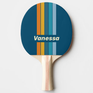 Pala De Ping Pong Pin de Sol Azul Rayado con Nombre