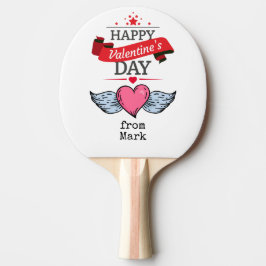 Pala De Ping Pong Ping Pong El día de San Valentín con corazón