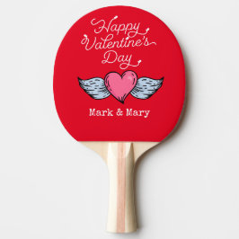 Pala De Ping Pong Ping Pong El día de San Valentín con corazón