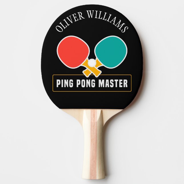 Pala De Ping Pong PING PONG MASTER Personalizado Editable Black (Anverso)