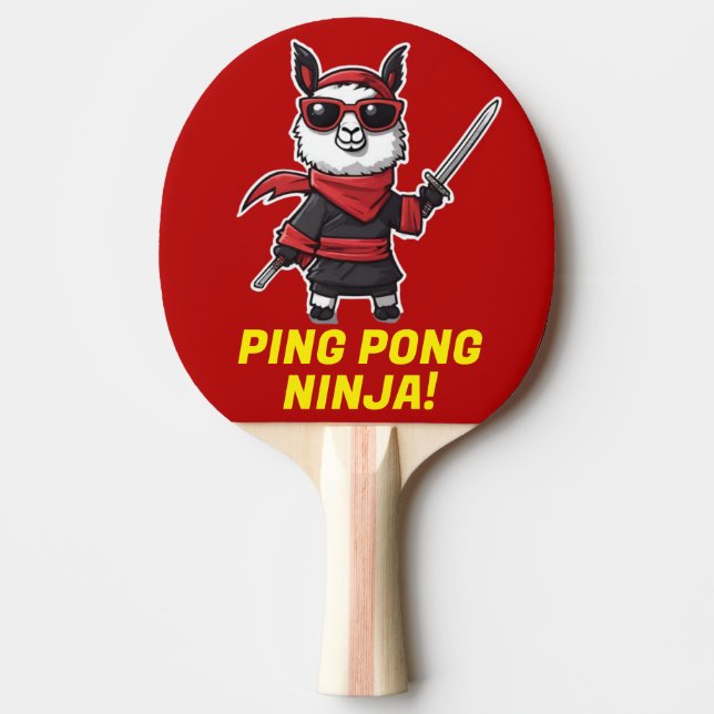 Pala De Ping Pong Ping Pong Ninja Gracioso Llama Camo Red Deportiva  (Anverso)
