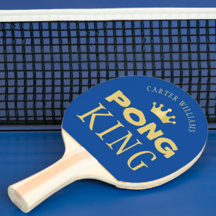 Pala De Ping Pong PING PONG Nombre KING Editable Blue Gold 2-Sided
