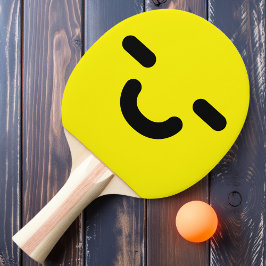 Pala De Ping Pong Ping Pong Paddle amarillo con cara sonriente y agr