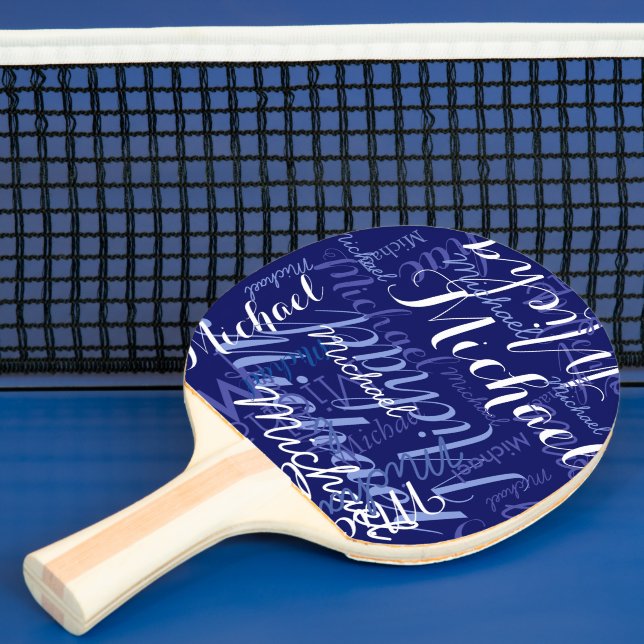 Pala De Ping Pong Ping Pong Paddle azul con nombre (in situ)