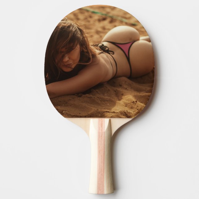 PALA DE PING PONG PING PONG PADDLE, CHICA DE LA PLAYA CON CADENA DE  (Anverso)