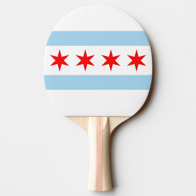 Pala De Ping Pong Ping pong paddle con bandera de Chicago, Illinois (Reverso)