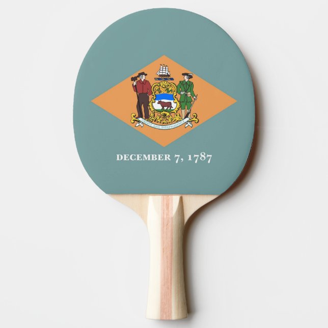 Pala De Ping Pong Ping pong paddle con Bandera de Delaware, EEUU (Reverso)