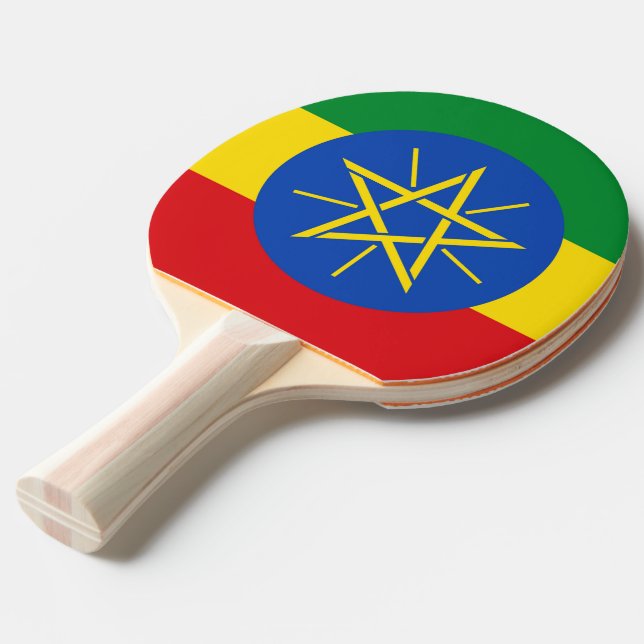 Pala De Ping Pong Ping pong paddle con bandera de Etiopía (Ángulo frontal)