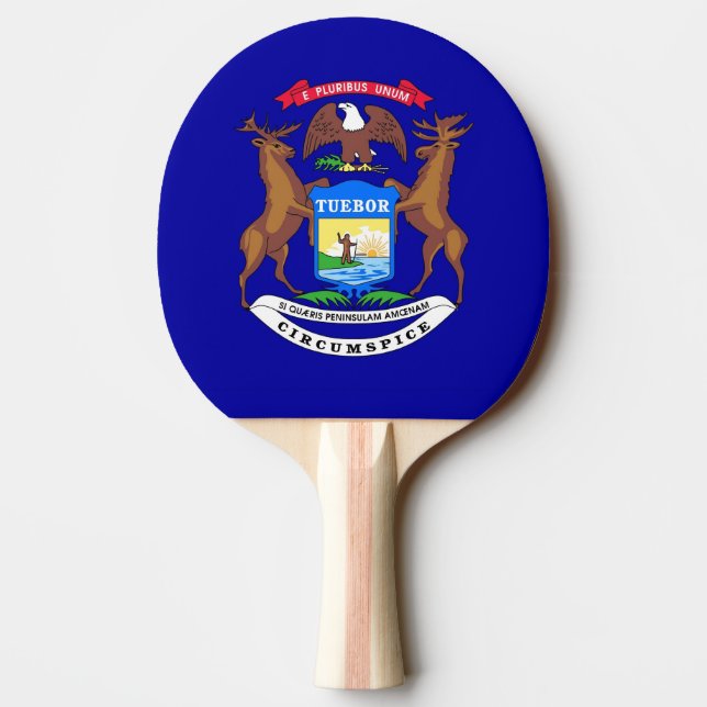 Pala De Ping Pong Ping pong paddle con bandera de Michigan, Estados  (Reverso)