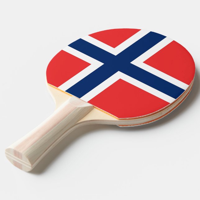 Pala De Ping Pong Ping pong paddle con bandera de Noruega (Ángulo frontal)