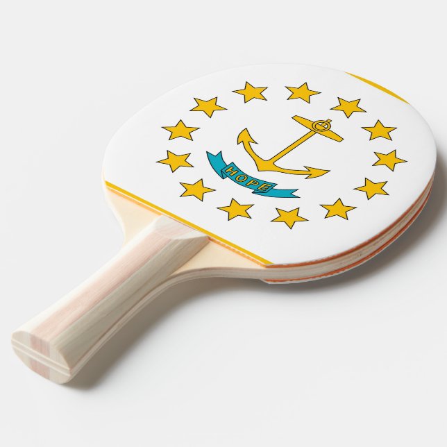Pala De Ping Pong Ping pong paddle con bandera de Rhode Island, EE.U (Ángulo frontal)