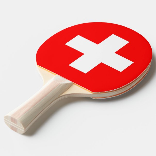Pala De Ping Pong Ping pong paddle con bandera de Suiza (Ángulo frontal)