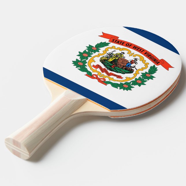 Pala De Ping Pong Ping pong paddle con bandera de Virginia Occidenta (Ángulo frontal)