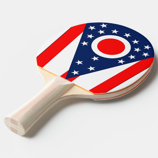Pala De Ping Pong Ping pong paddle con bandera del estado de Ohio, E (Ángulo frontal)