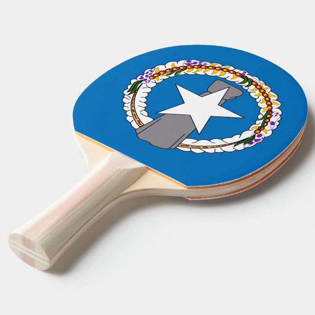 Pala De Ping Pong Ping pong paddle con bandera del norte de Mariana (Ángulo frontal)