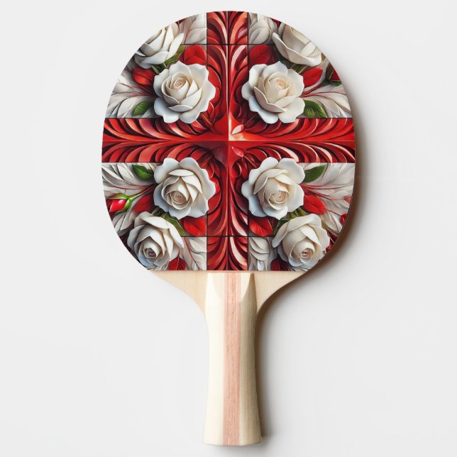 Pala De Ping Pong Ping pong paddle con diseño de Rosas ingleses (Reverso)