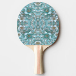 Pala De Ping Pong Ping Pong Paddle con flores blancas verde azuladas