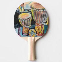 Ping Pong Paddle Con Tambores Djembe