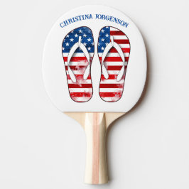 Pala De Ping Pong Ping Pong Paddle - Diseño patriótico Flip Flop