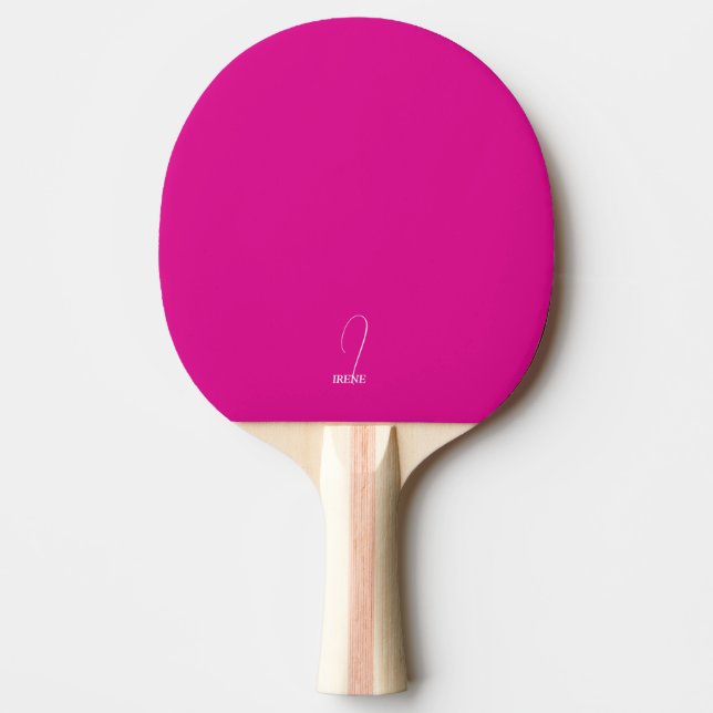 Pala De Ping Pong Ping Pong Paddle en monogramo rosado caliente (Anverso)