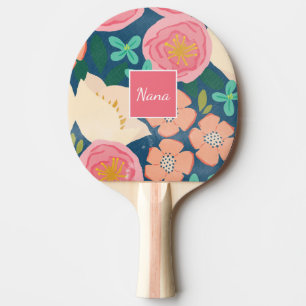 Pala De Ping Pong Ping Pong Paddle floral personalizado