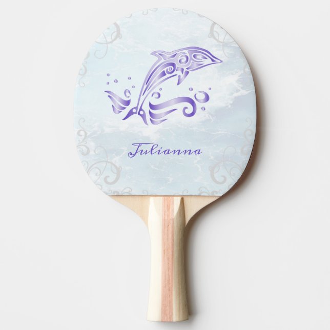 Pala De Ping Pong Ping Pong Paddle personalizado de delfín morado (Anverso)