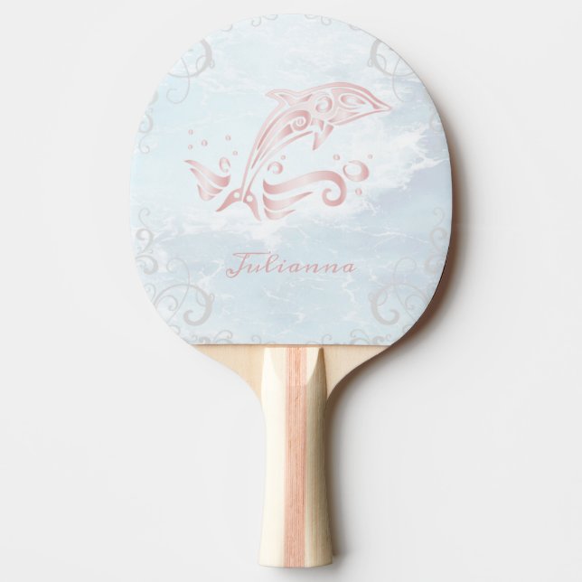 Pala De Ping Pong Ping Pong Paddle personalizado de delfín rosado (Anverso)