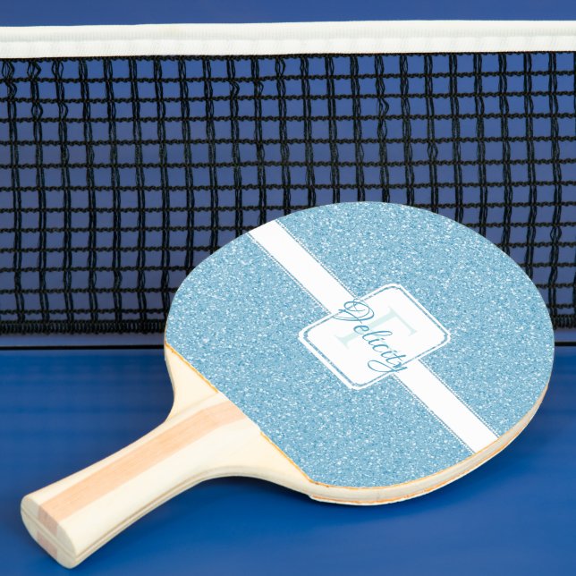 Pala De Ping Pong Ping Pong Paddle personalizado Purpurina azul (in situ)