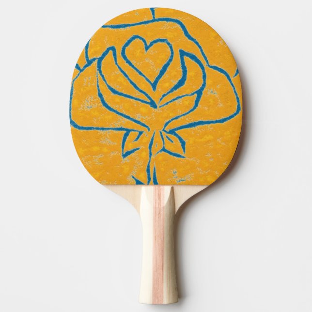 Pala De Ping Pong Ping Pong Paddle "Rosa corazón amarillo - azul" (Anverso)