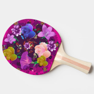 Pala De Ping Pong Ping Pong Pong Paddle Vibrante Rosa Abstracto Flor