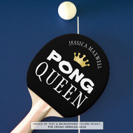 Pala De Ping Pong PING PONG QUEEN Negro editable personalizado