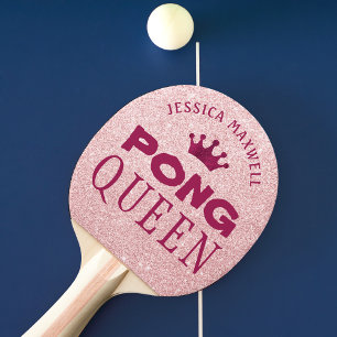 Pala De Ping Pong PING PONG QUEEN Purpurina rosa personalizado