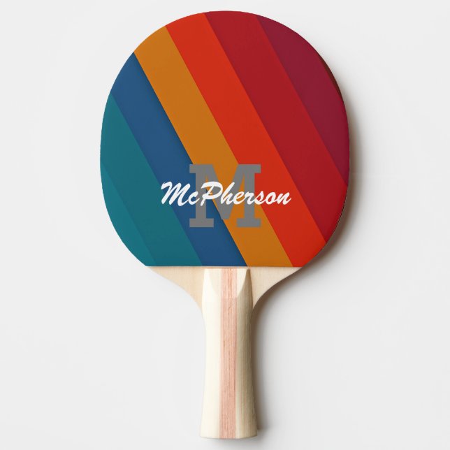 Pala De Ping Pong Ping Pong Vivid Stripes con monograma y nombre (Anverso)