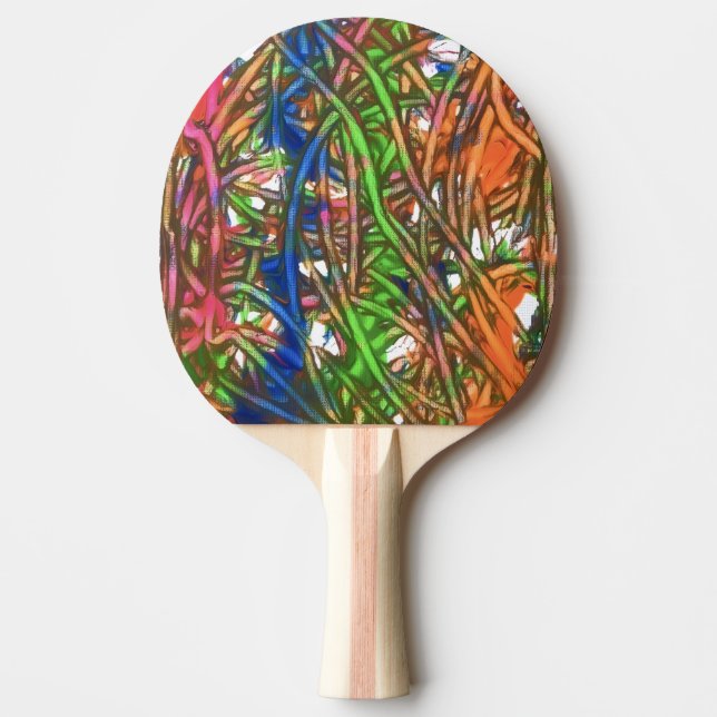 Pala De Ping Pong Pink, Blue, Green, Orange, Marble Artwork (Anverso)