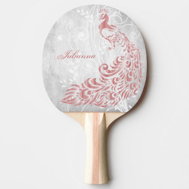 Pala De Ping Pong Pink Peacock Personalizado (Anverso)