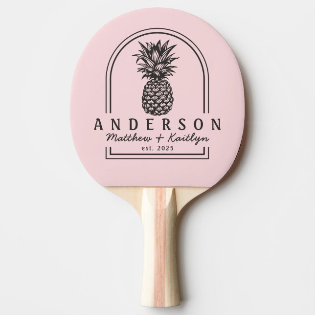 Pala De Ping Pong Pink Whisper & Black Pineapple Wedding Arch & Name (Anverso)