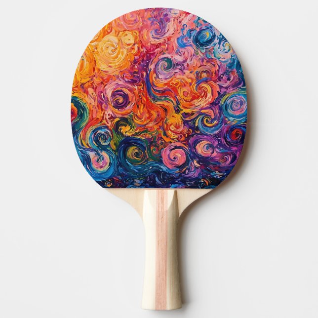 Pala De Ping Pong Pintado de aceite de Swichedelic Swirls (Anverso)
